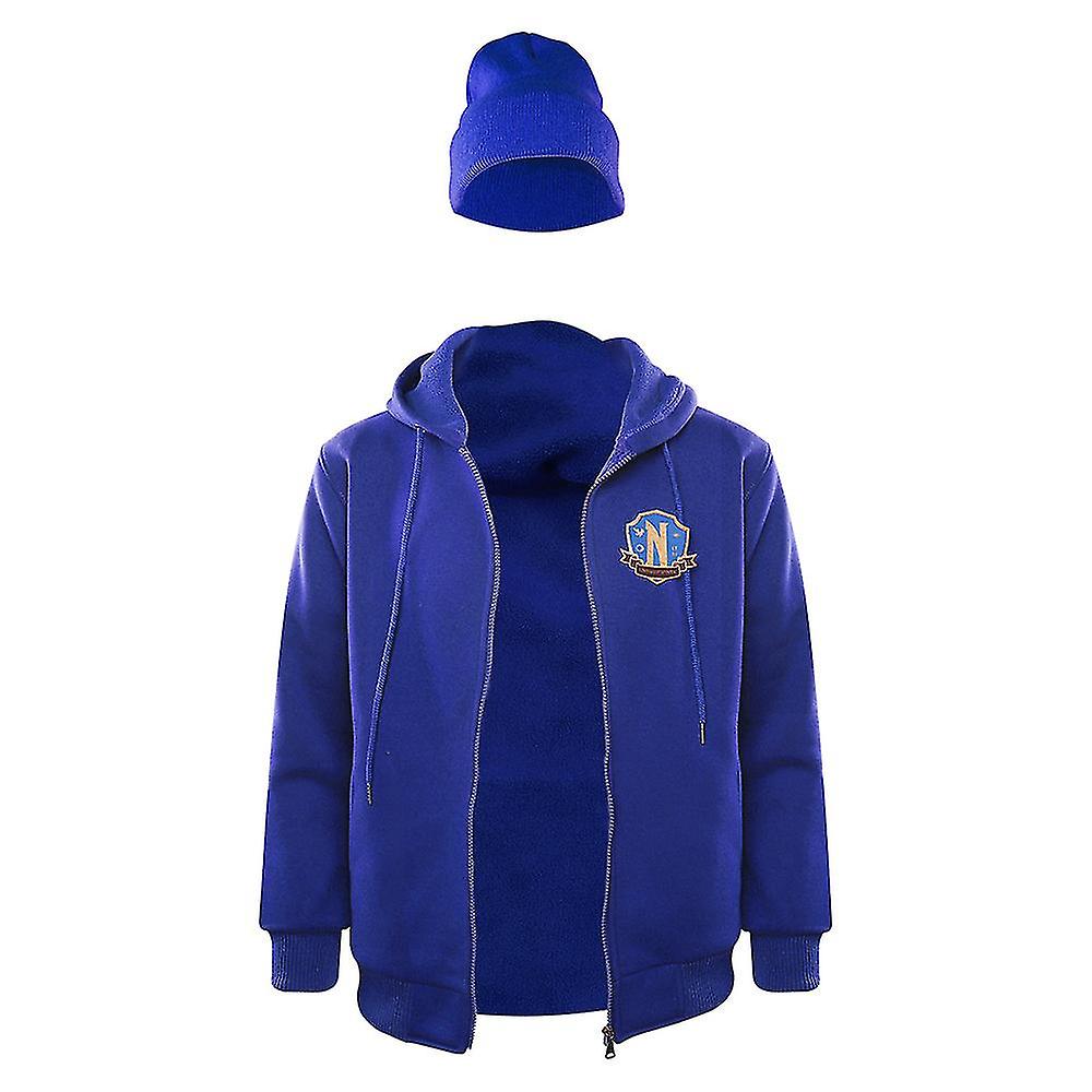 Miércoles Addams Xavier Thorpe Cosplay Sudadera con capucha Hombres Negro Azul Rayas Capucha Trajes Sudadera de Carnaval de Halloween