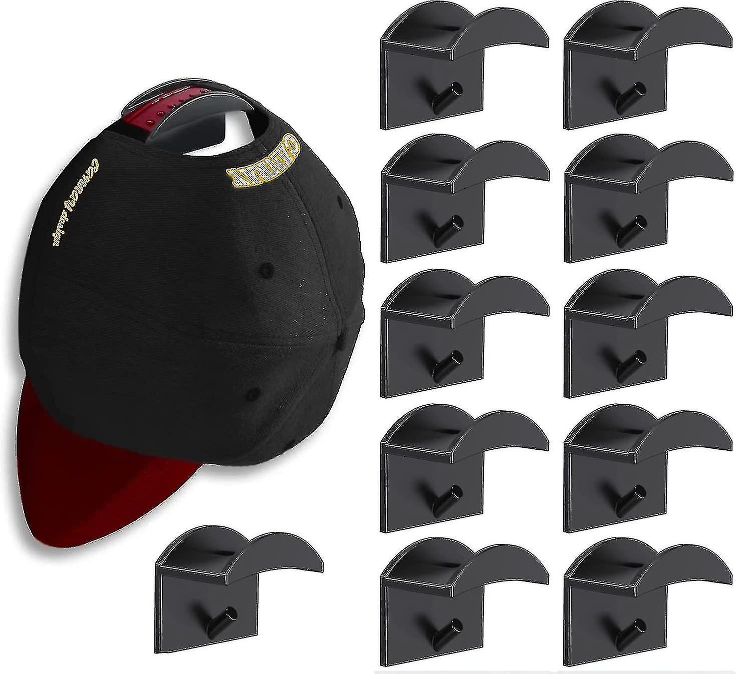 10 Pcs Hat Hanger Organiser, Cap Organizer Wall Baseball Cap Holder, White