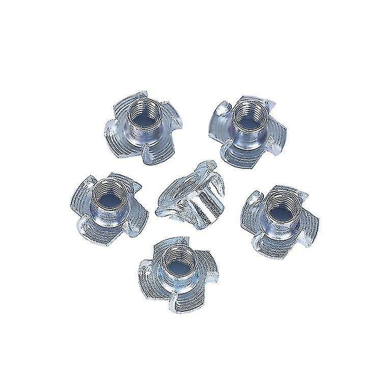 50pcs M4 T-nuts,zinc Plated Steel T Nuts Four Claw Nuts,threaded Insert,pronged Tee Nut,four Claws Nut Assortment Kit