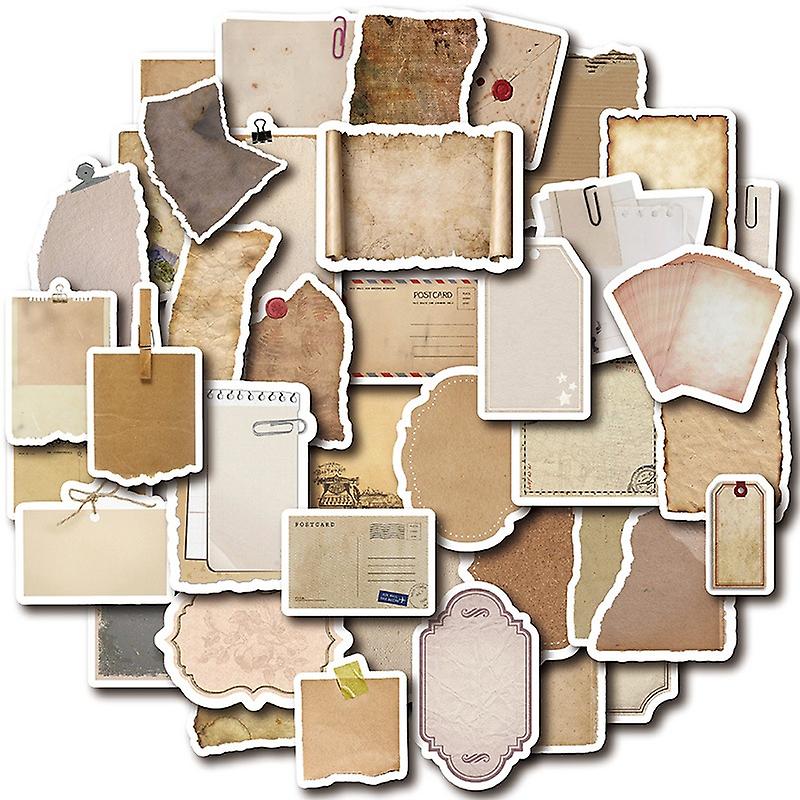 40pcs/pet Retro Stamp Newspaper Graffiti Stickers Children S Diy Stationery Computer Stickers Student Stationery