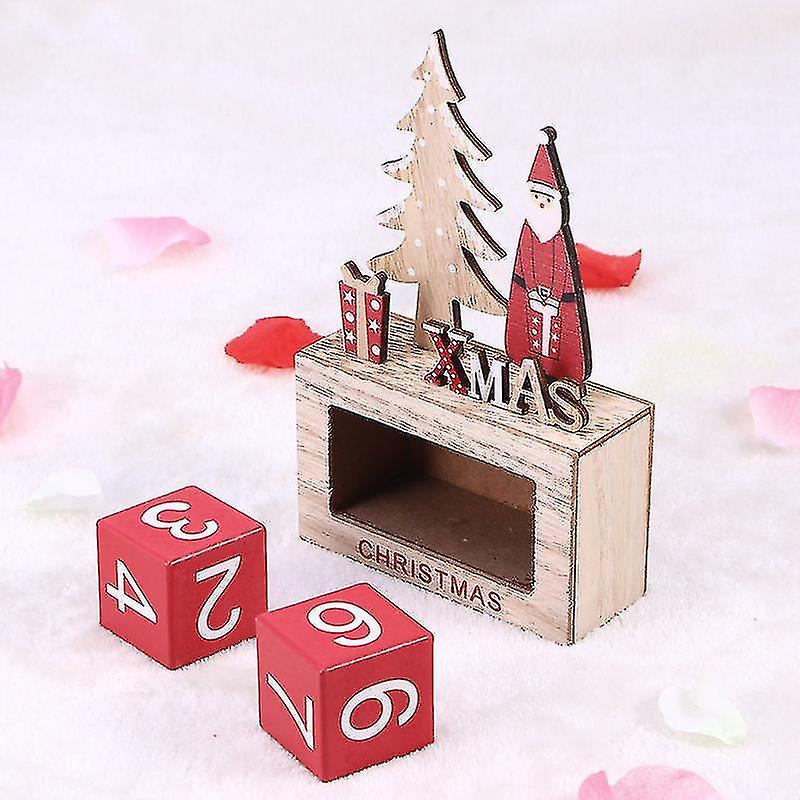 Elk Decorated Desktop Wooden Block Perpetual Calendar Desk Accessory Chic Number For Home Office Chr