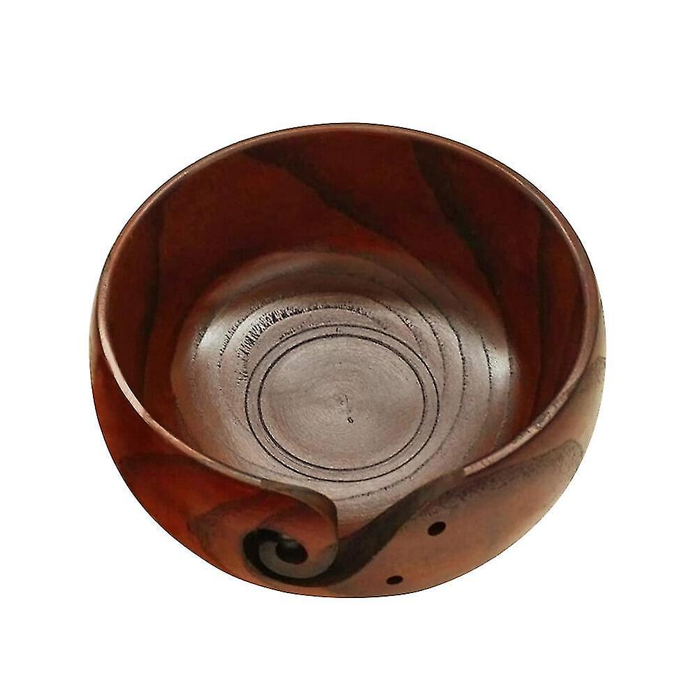 1pc Round Wooden Yarn Storage Bowl Non Crochet Organizer Smooth Swirl Wool Sekin Knitting Accessory