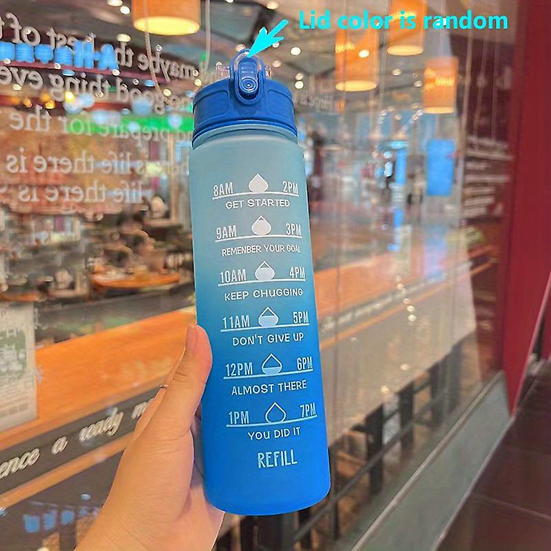 בקבוק מים מוטיבציה 32oz/900ml עם קש וסמן זמן, בקבוק צריכת מים יומית עם רצועת נשיאה לחדר כושר, חדר כושר, בית ספר, יוגה, טיולים רגליים ו