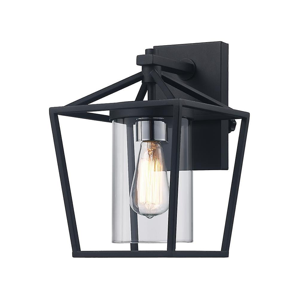 Monteaux 1-Light Black Outdoor Wall Lantern with Clear Glass