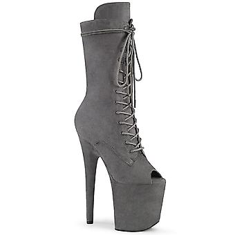 Pleaser Womens Ankle Boots Flamingo-1051fs Grey Faux Suede/grey Faux Suede