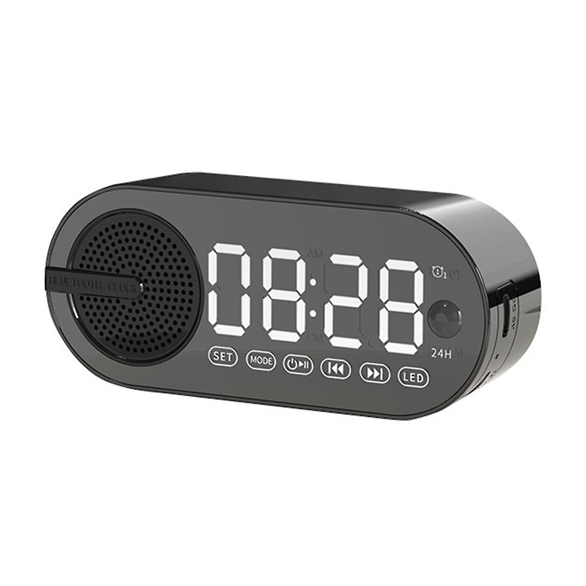 Portable Bluetooth Speaker with Digital Clock with Colorful Night Light Double Alarm Clock Mirror S