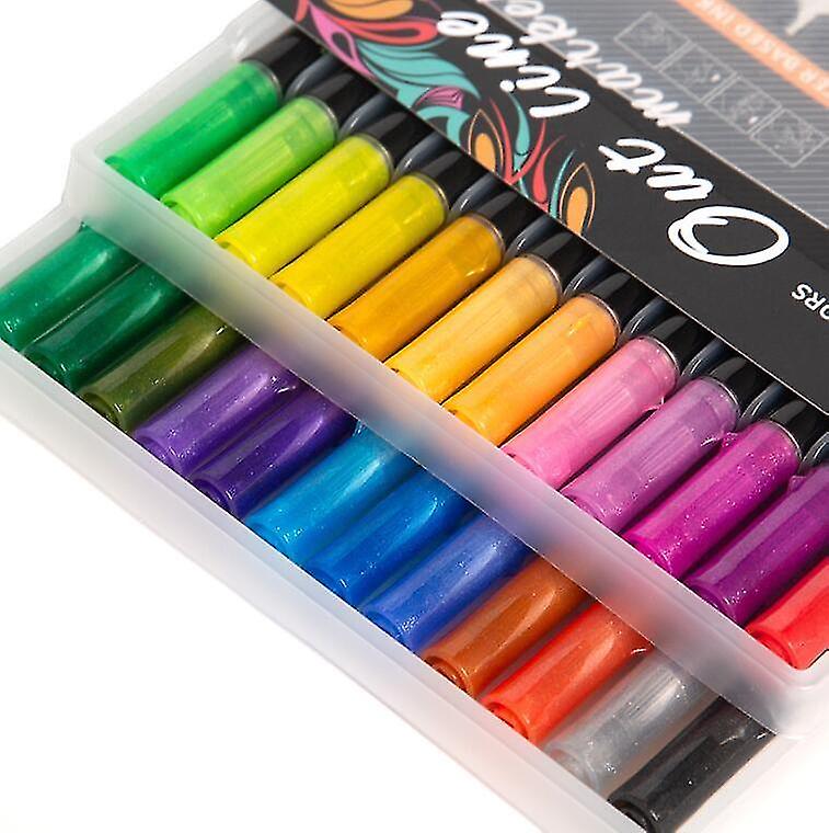 24 Colors Highlighter Dual Tip Colored Handwriting Pens