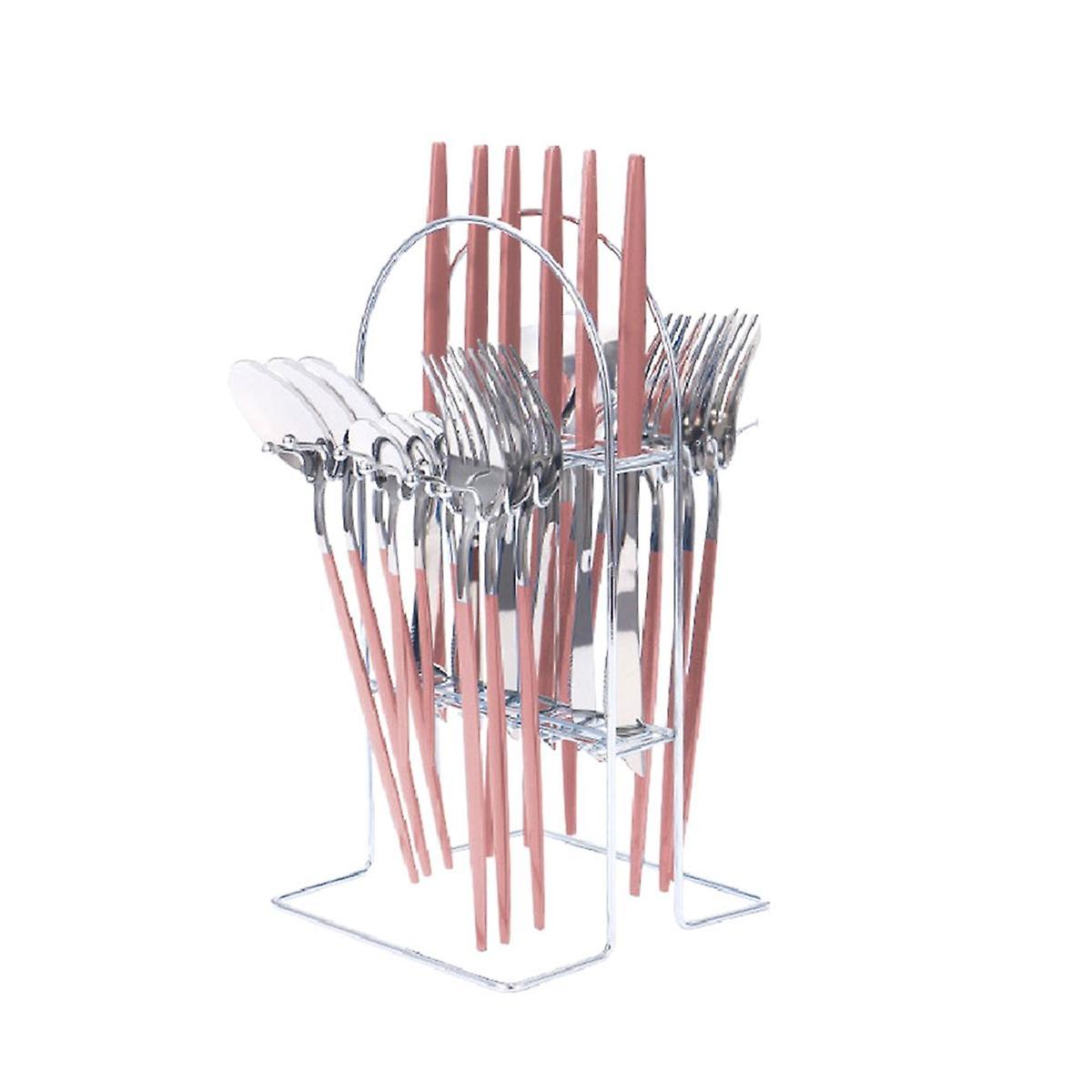 24 pc couverts ensemble avec support vaisselle ensemble en acier inoxydable couverts vaisselle ensemble pour la fête n’importe quel occ