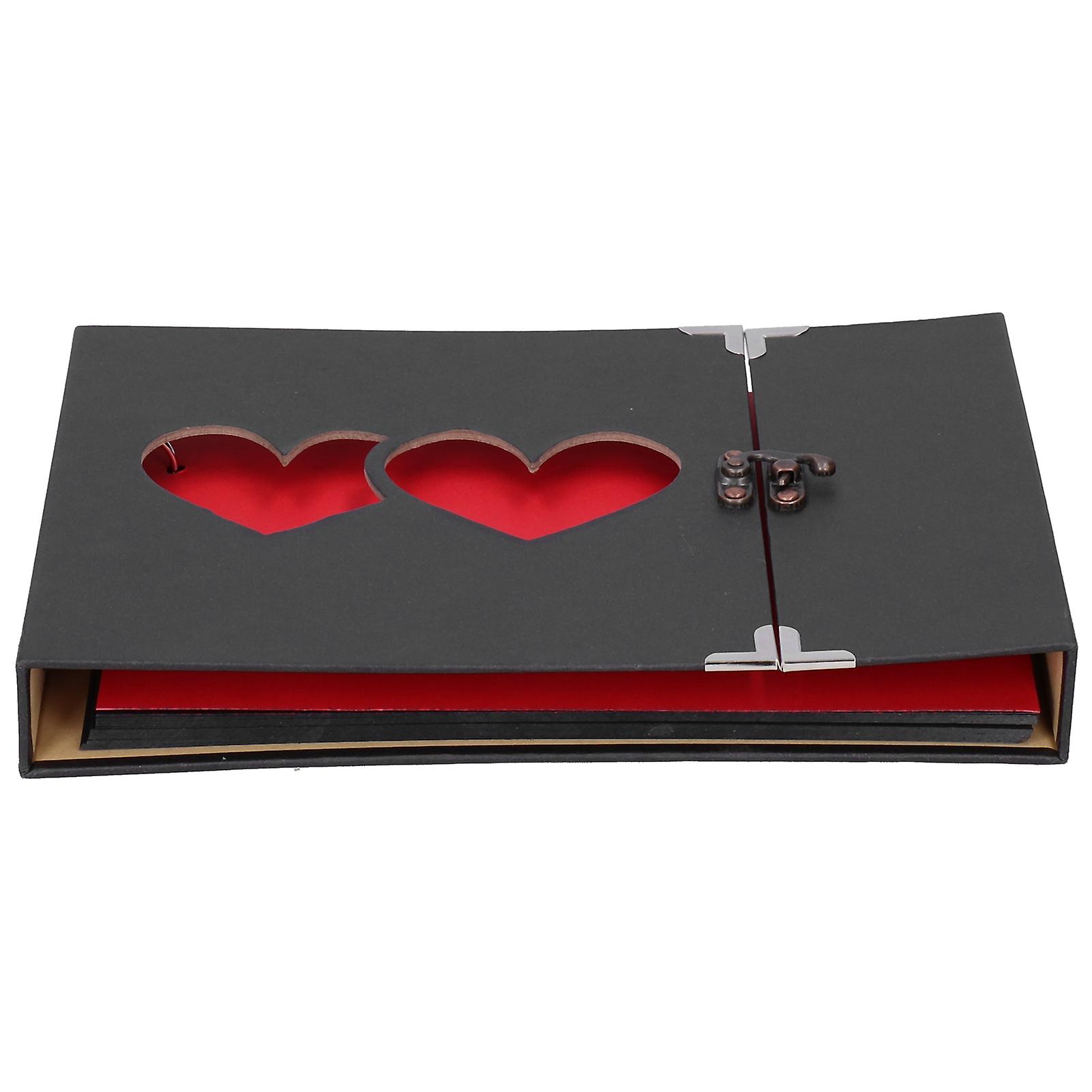 Photo Album Double Heart Frame Front Decoration Scrapbook Album Suitable for DIY Crafts Guest Books