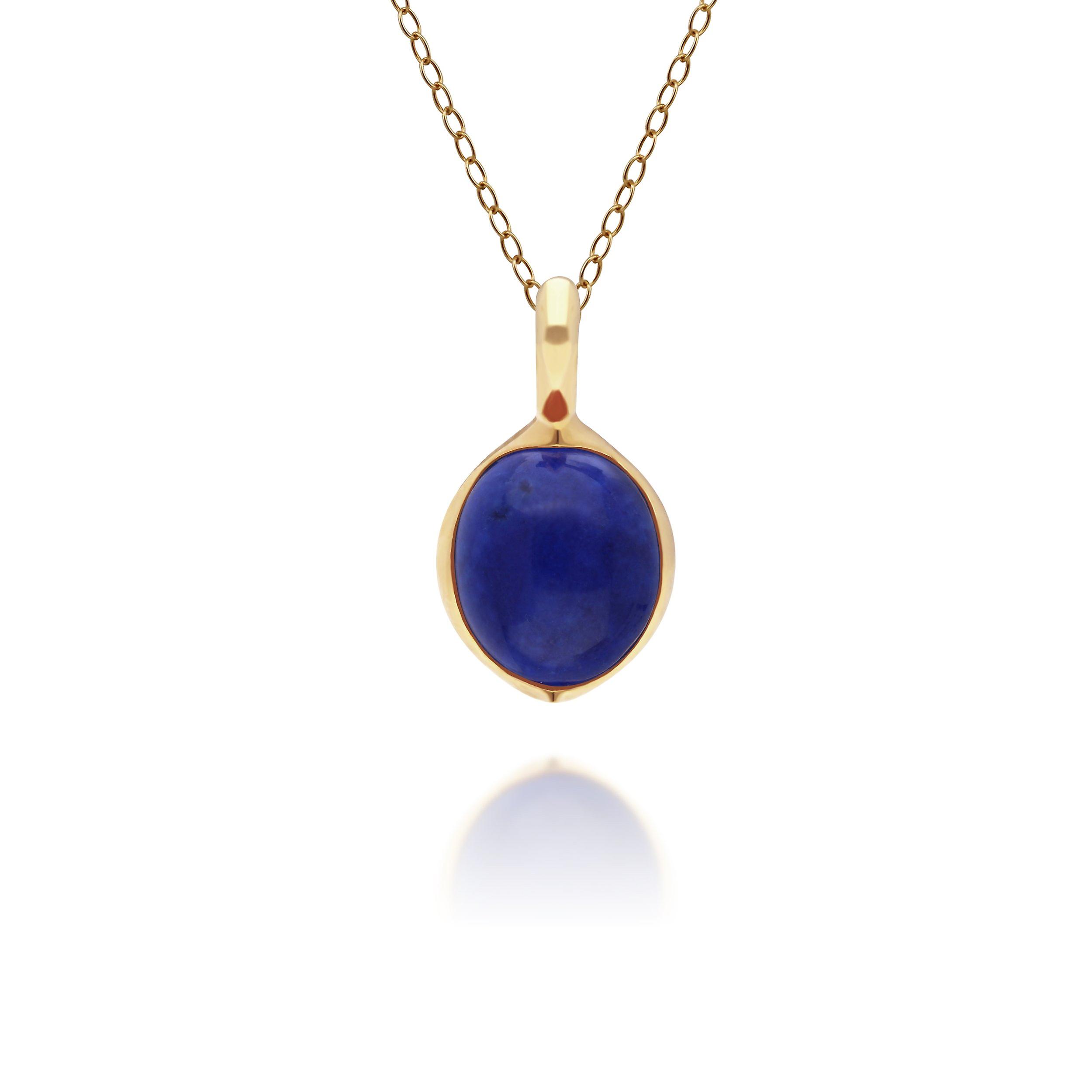 Irregular B Gem Lapis Lazuli Pendant Necklace in Gold Plated Sterling Silver 270P029203925