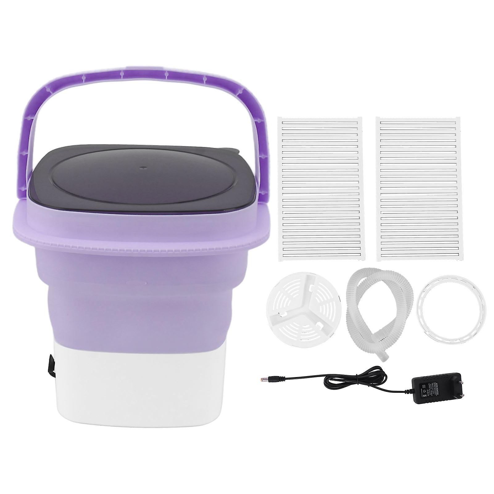 Compact Foldable Washing Machine for Apartments & Travel - Adjustable Timer & EU Plug (Purple)