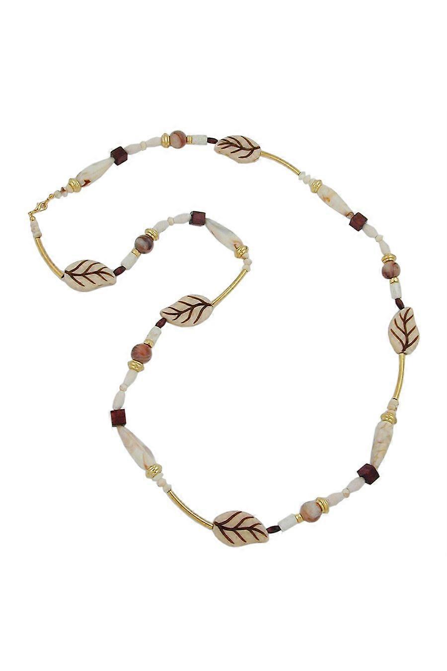 Necklace Leafs Beige-brown 92cm - Gl04994
