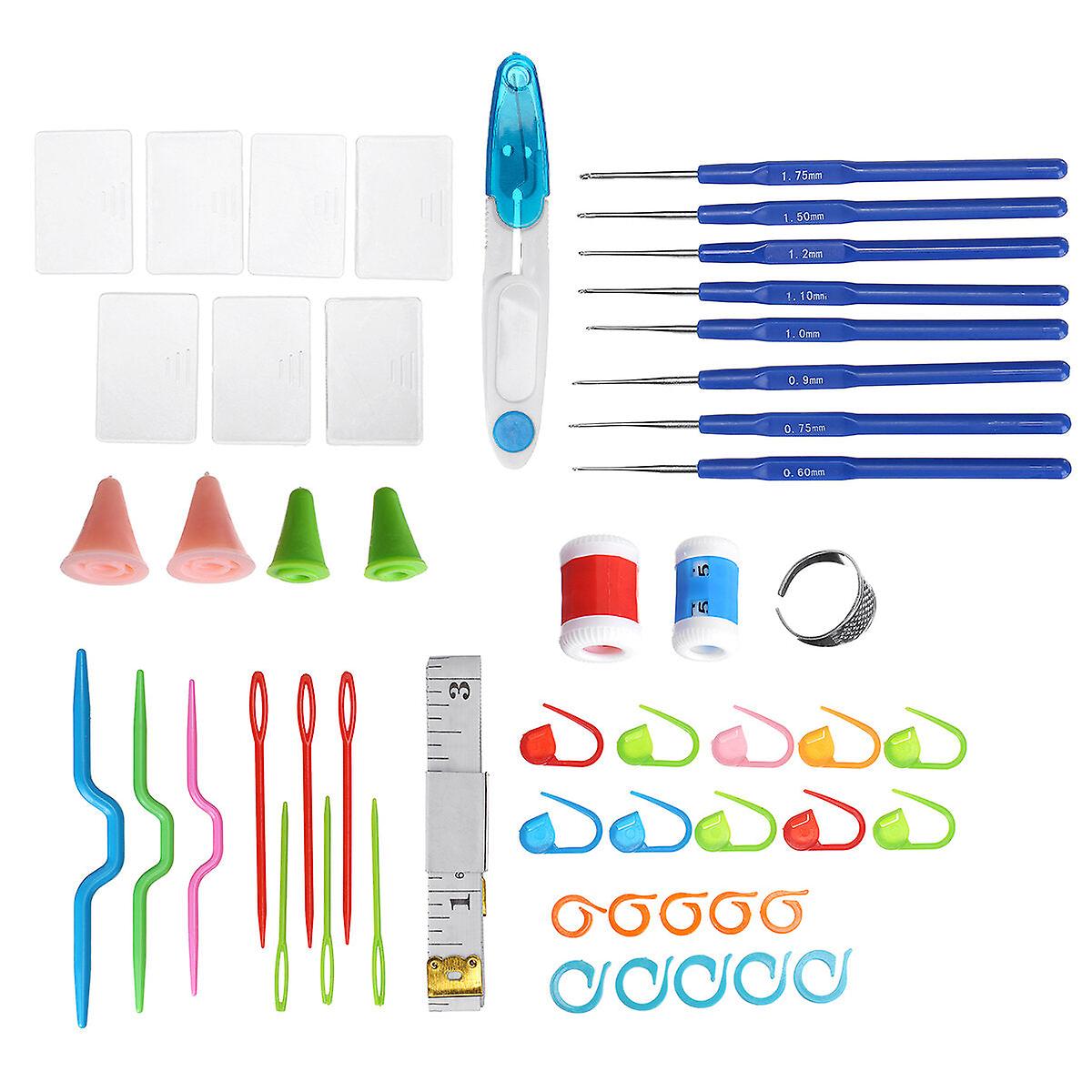 47Pcs Weaving Tools Knitting Tool Kit Crochet Needle Hook With Box Sewing Sets