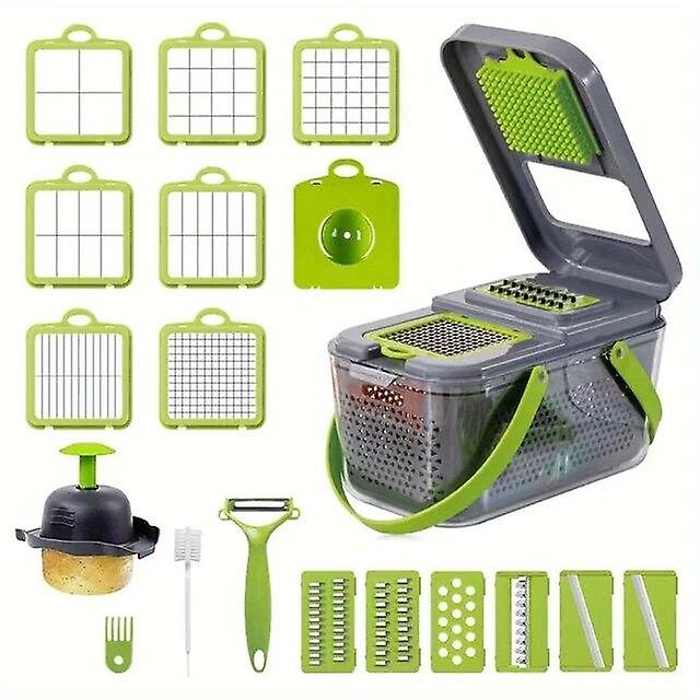 A Set Of 22-Piece Vegetable Cutter, Multifunctional Fruit Vegetable Cutter, Manual Food Grater, Container Vegetable Cutter