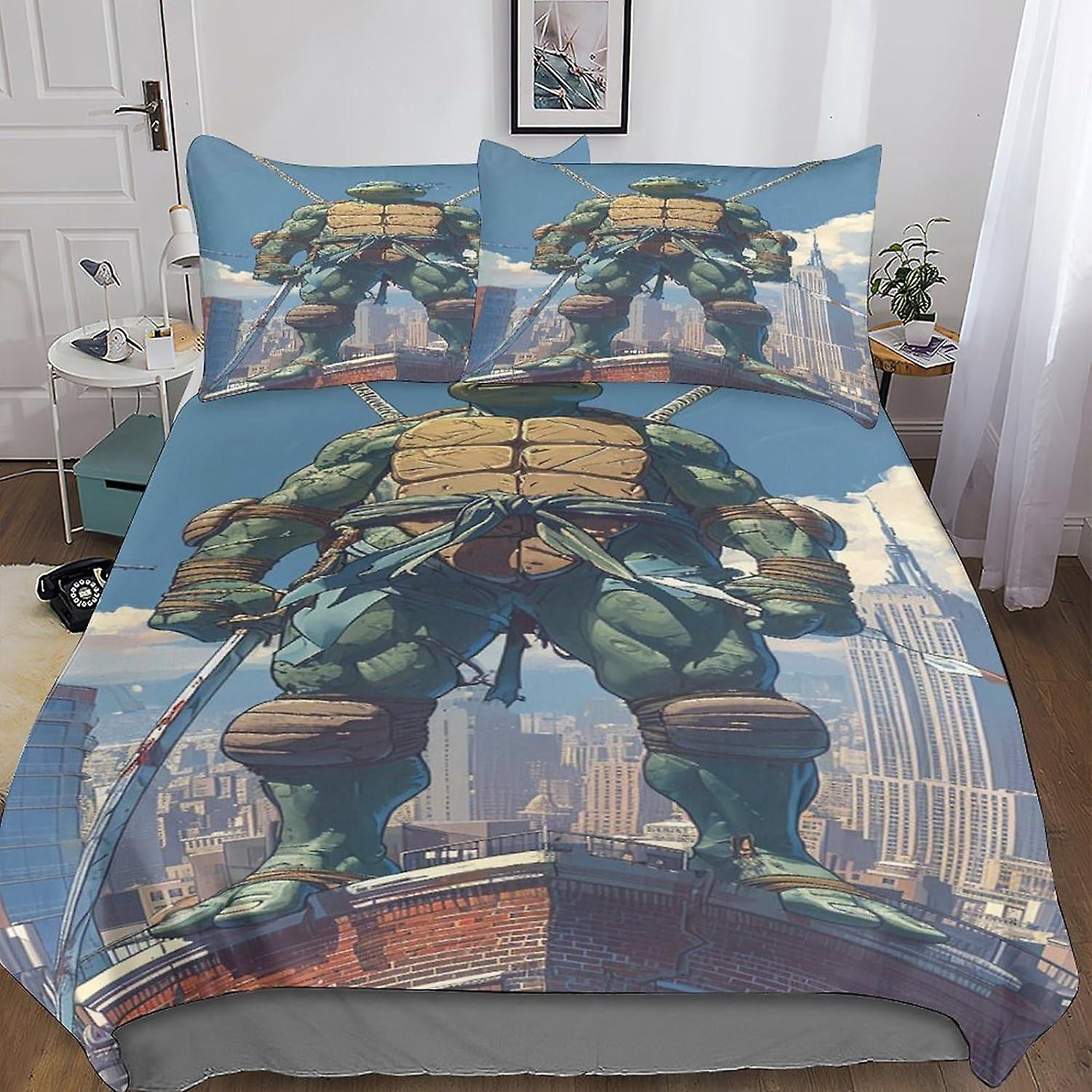 DSJackson Ninja Brothers Cozy Comforter Cover Set with Hidden Zipper Closure - Microfiber Movies Bedding Set with 3D Print And Pillowcases - Great for