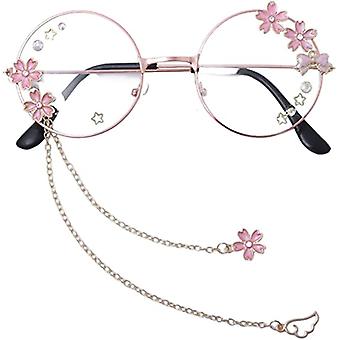 Veeki Retro Round Glasses Clear Lens Non-Prescription for Men Women Metal Frame