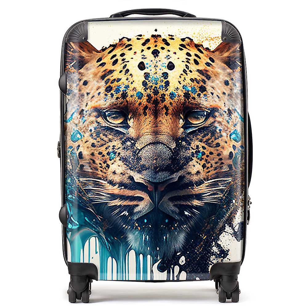 Leapoard Face Splashart On Light Background Suitcase