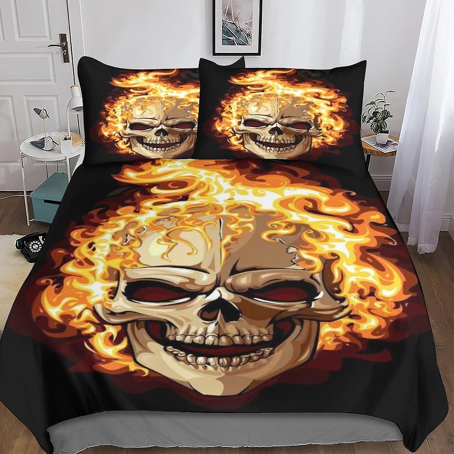 HOUKIG Skulls Collection Bedding Sets Patterned Soft Anti-fade Breathable 3D Printing Artistic Aesthetics Duvet Cover Set Fashionable Design, Suitable