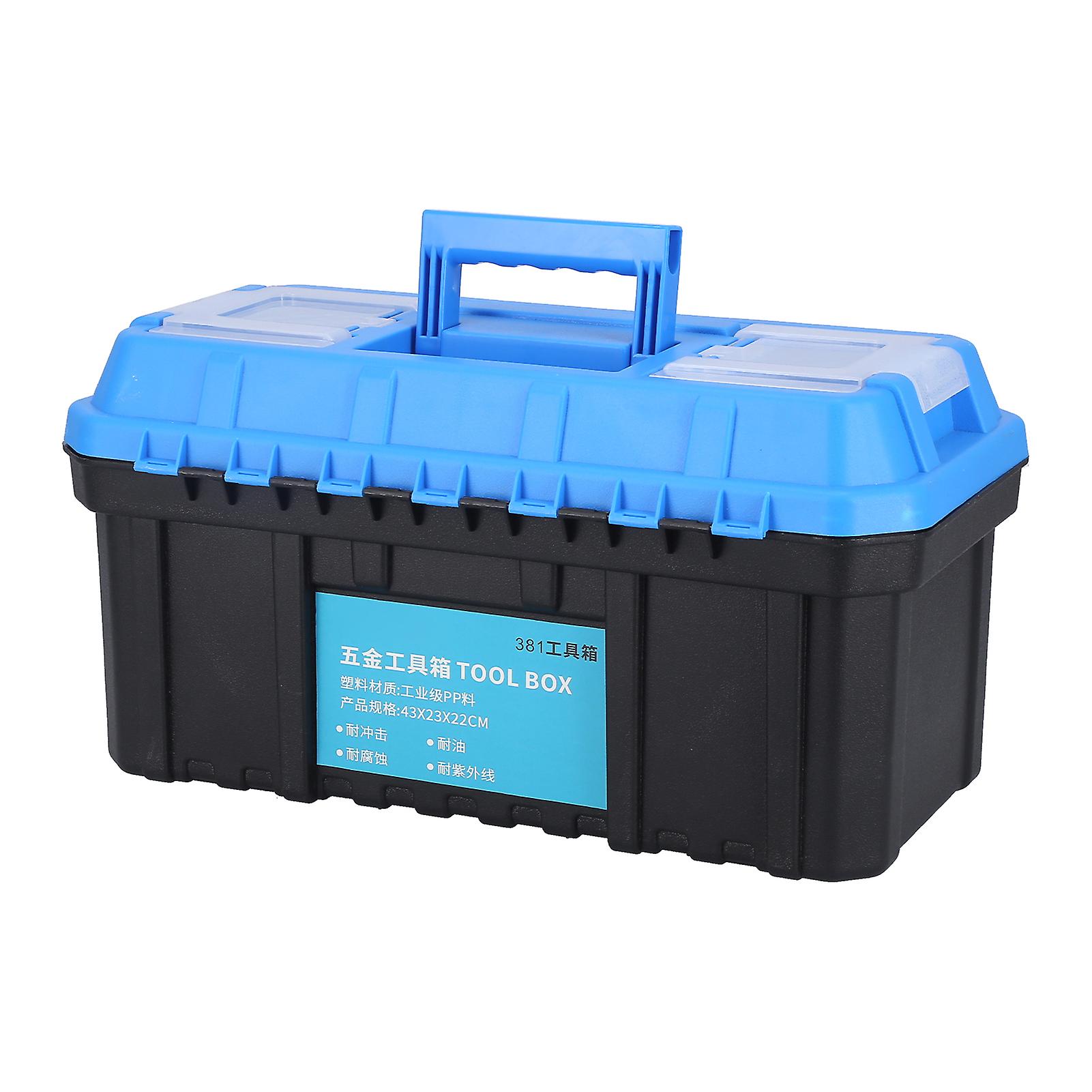 Tool Box PP Plastic Portable Hardware Parts Storage Case Double Layer Electrician Suitcase 381Large