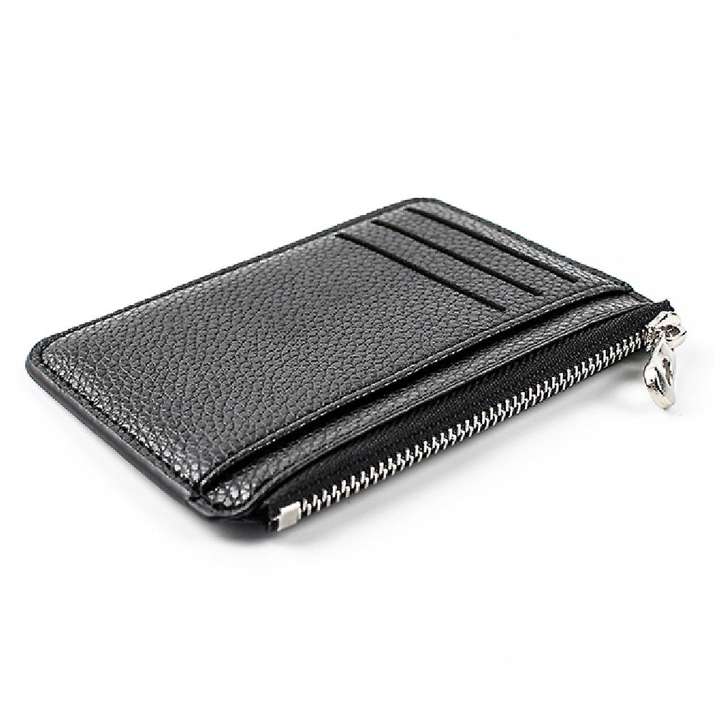 Portafoglio da uomo Solid Color Textured PU Zipper Card Holder Mini Portamonete