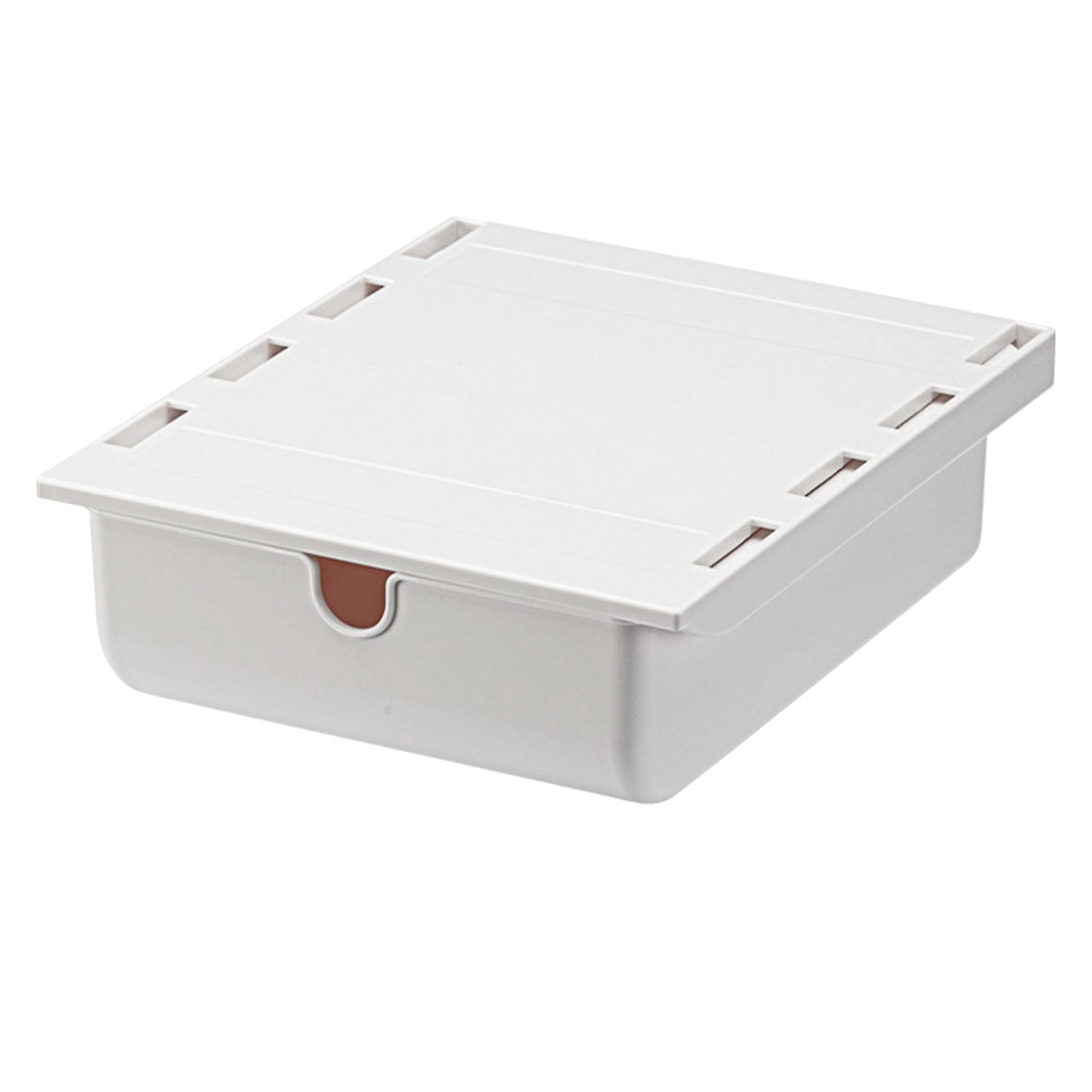 Under Desk Drawer Strong Adhesive 2kg Load Capacity Space Saving Hidden Desk Organizer for Home School Office White