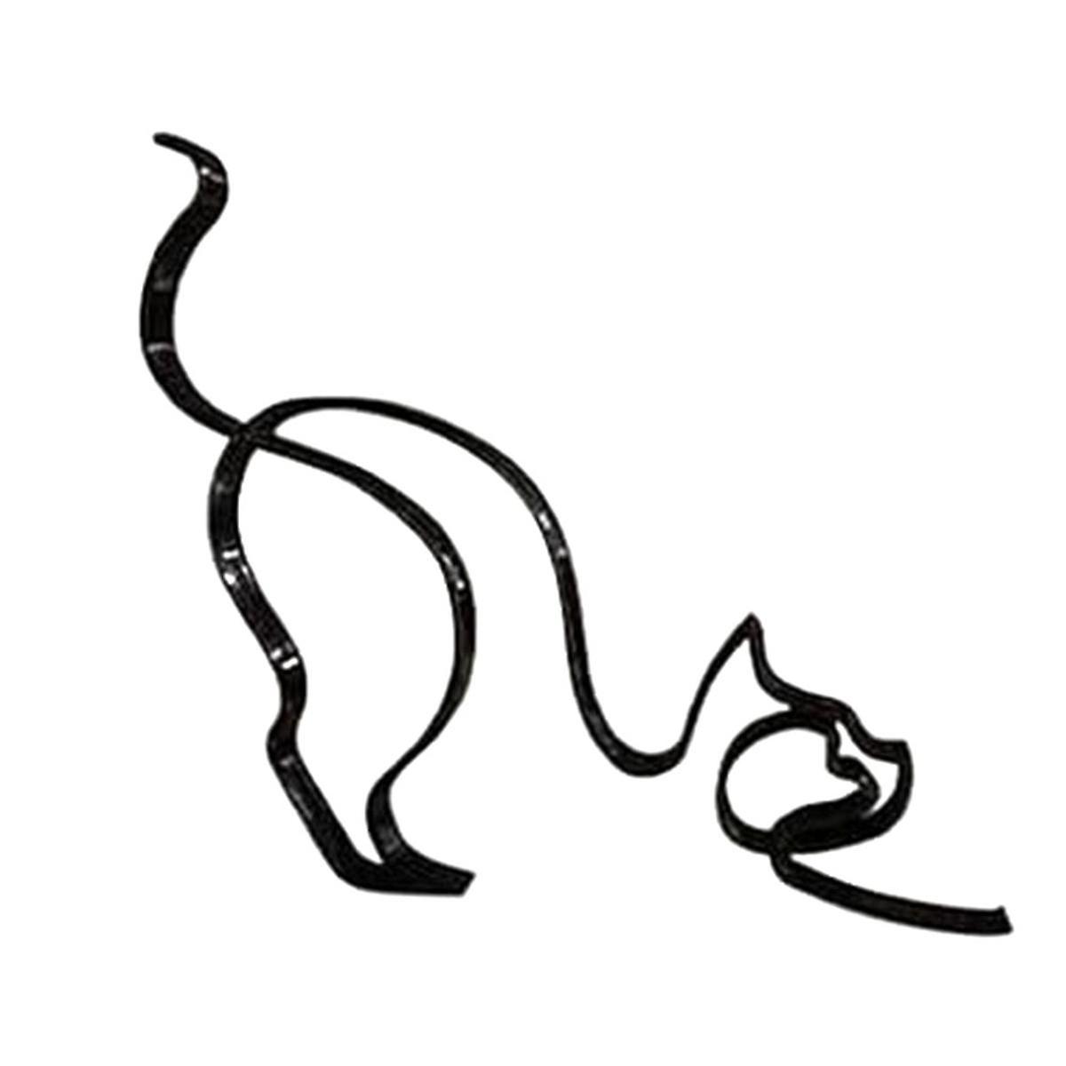 Cat Minimalist Art Sculpture, Metal Abstract Cat Line Geometric Drawing Art Statue, Creatives Statu