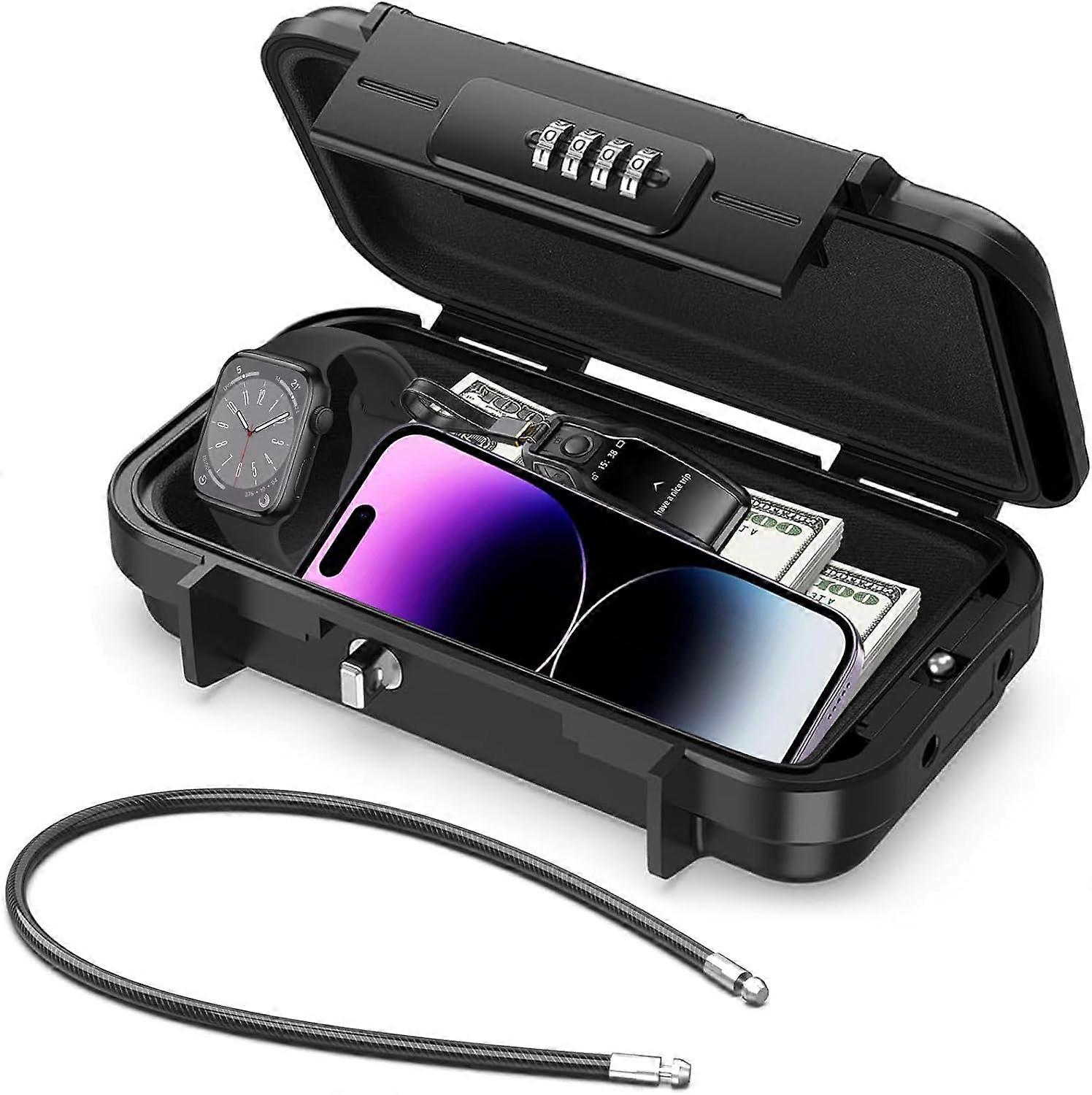 Portable Safe Box, [Waterproof] Travel Safe Combination Case, Anti-Theft Security Box with 4-digital Code
