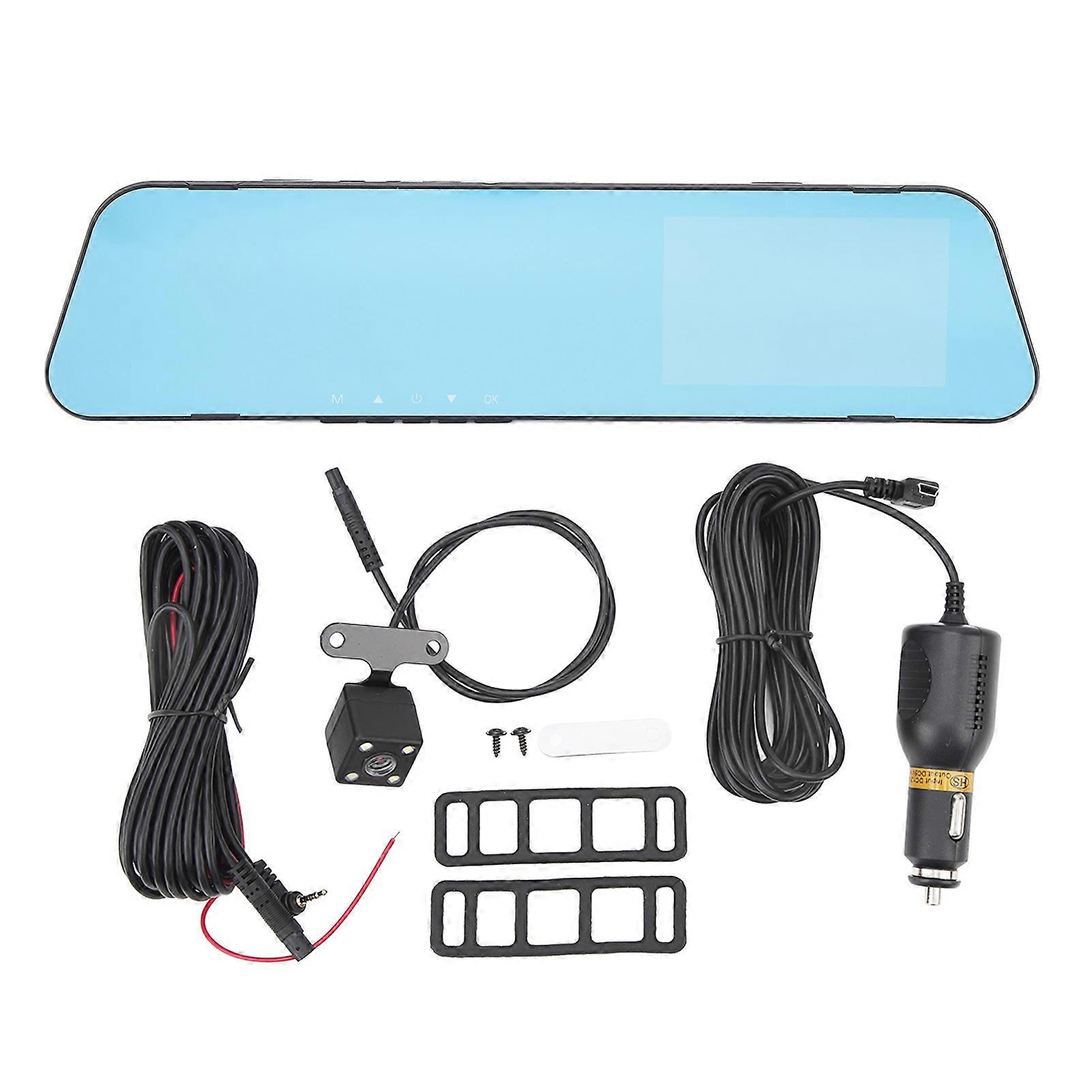 Rearview Mirror Dash Camera 1080P 4.0 Inch Dual Lens Anti Glare Electronically Stabilized Image Large Screen Display for Car Without Memory Card E2U41