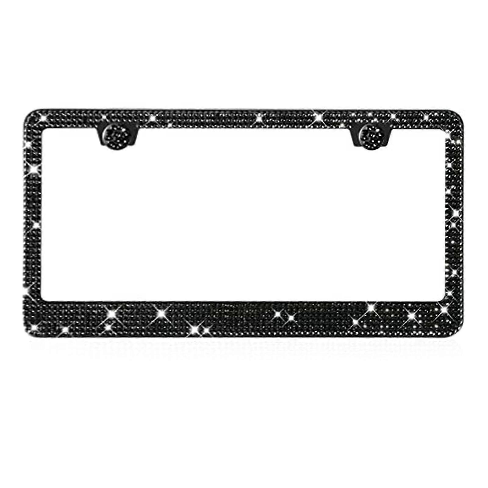 1psc Cadre de plaque d’immatriculation américain en acier inoxydable (diamant) avec écrou à vis, noir 310 * 160 * 20 (mm) E2U1 ~ 1