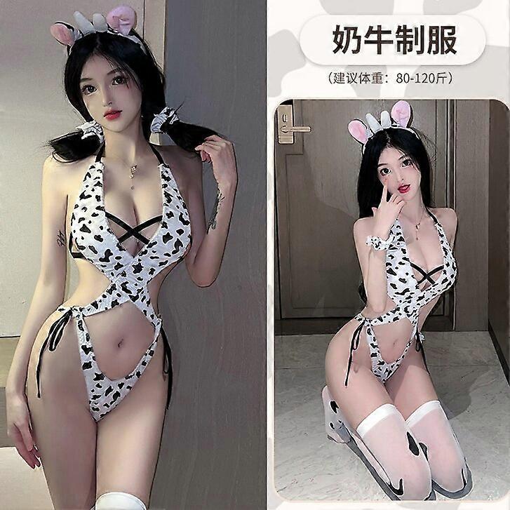 مثير الملابس الداخلية الأبقار الطباعة عارية الذراعين ضمادة بودي سويت الحليب البقرة جوفاء خارج الرسن كاواي لطيف ملابس السباحة المثيرة الأزياء التنكرية زي جديد