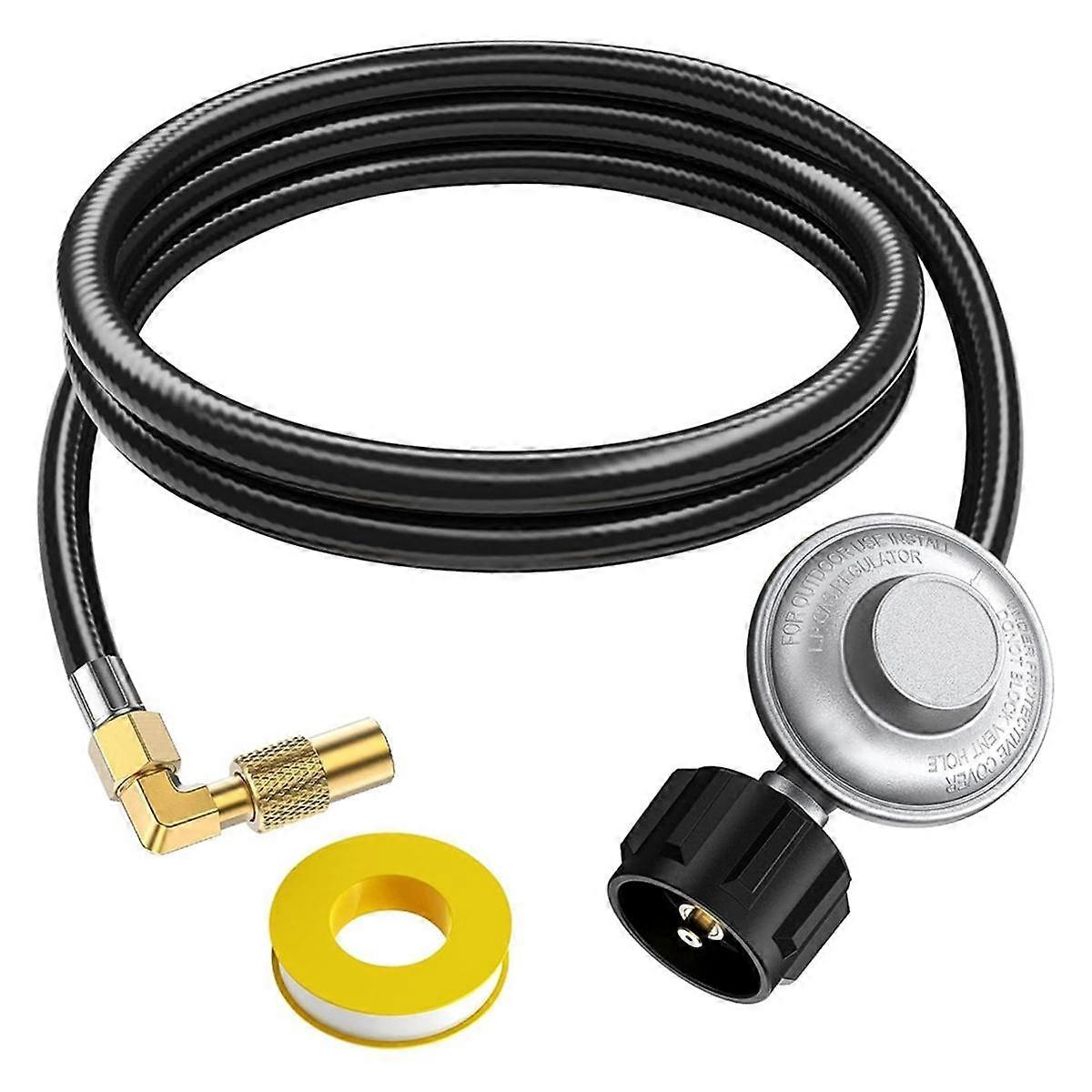 5FT Propane Adapter Hose with Regulator, QCC1 Gas Grill Regulator & Hose with Elbow Adapter for Griddle