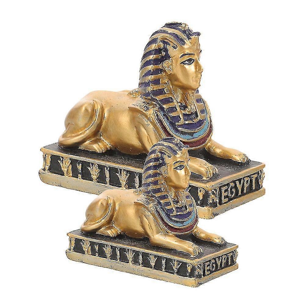 2pcs Resin Sphinx Statue Small Sphinx Adornment Decorative Sphinx Adornment Photography Prop