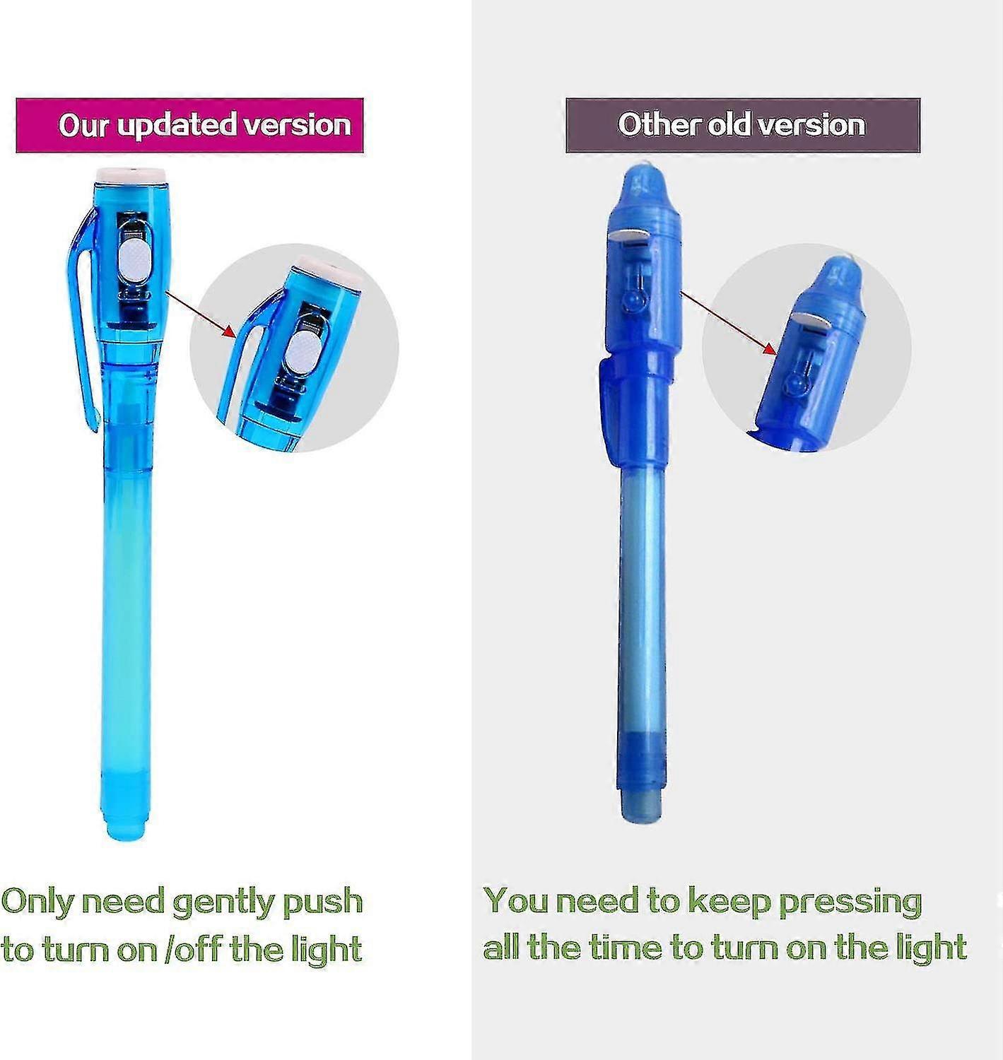 4 Pack Invisible Ink Pens With Uv Light, 2021 Upgraded Disappearing Spy Pens For