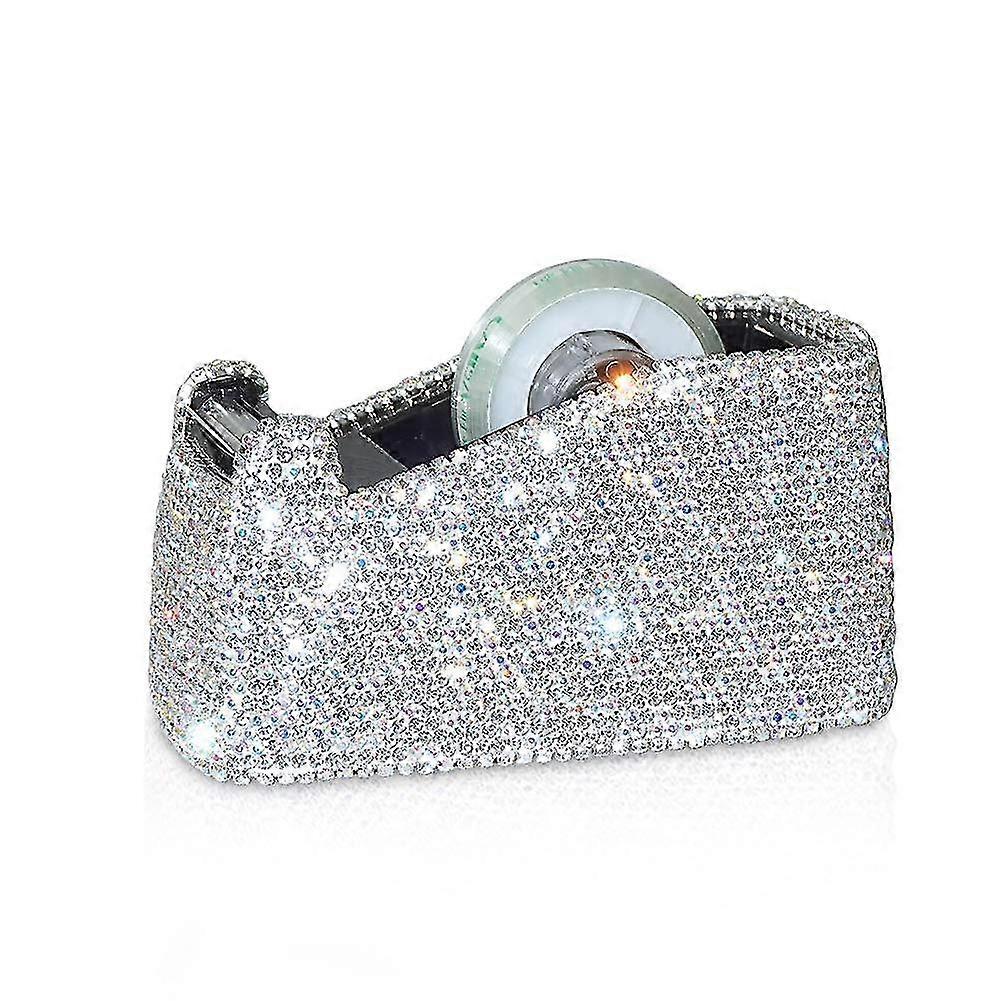 موزع شريط سطح المكتب الفاخر المصنوع يدويا من الماس للنساء الموضة (أبيض)-YuJia