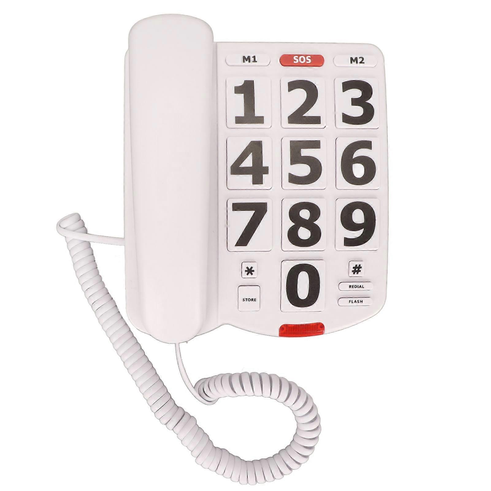 Big Button Telephone Large Adjustable Volume Last Number Redialing Corded Landline for Elderly