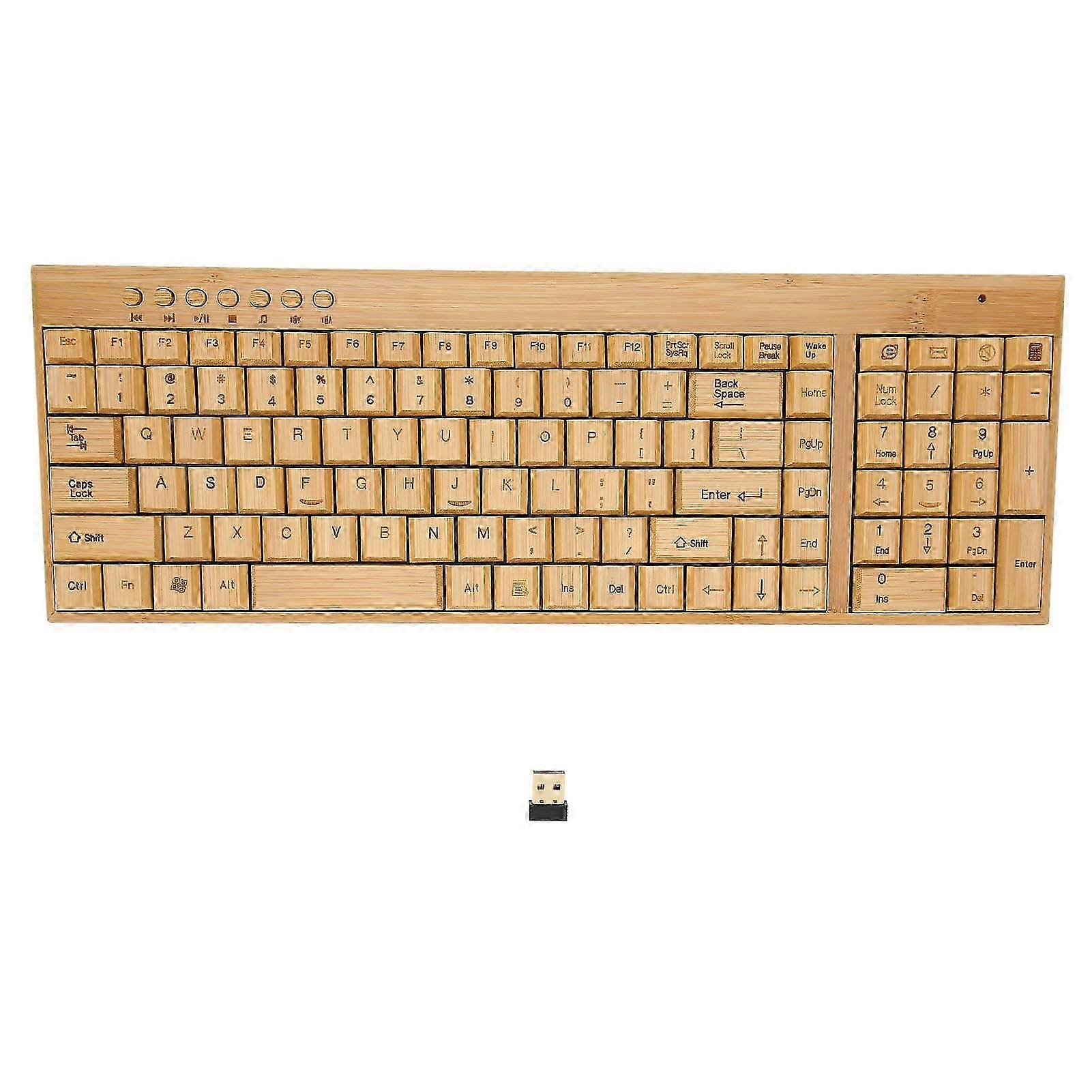 Computer Wireless Devices 2.4GHz Wireless Connection Plug and Play Bamboo Wood Computer Control Devices for Office Keyboard