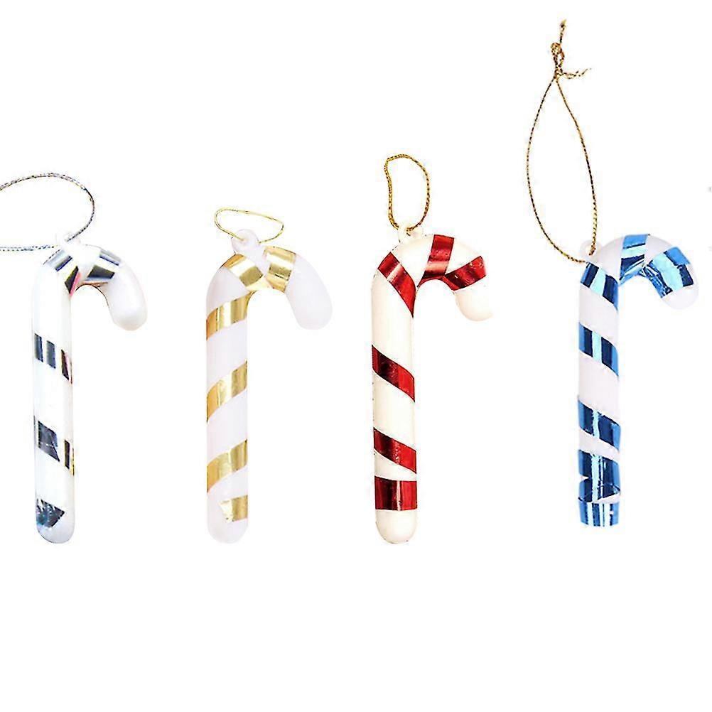 4pcs Christmas Tree Crutch Pendants Festive Adornments Random Color Strap