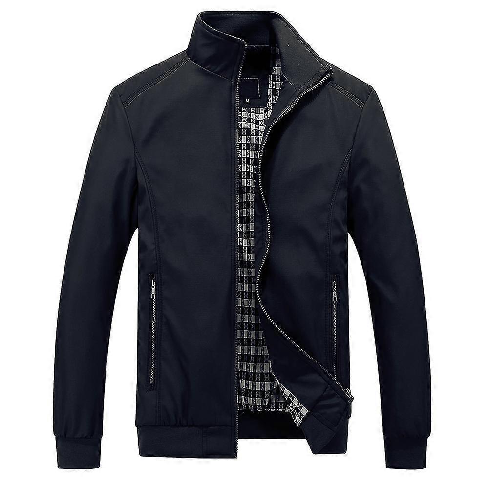 Mens Classic Solid Color Loose Stand Collar Jacket Lightweight Versatile Sports Jacket
