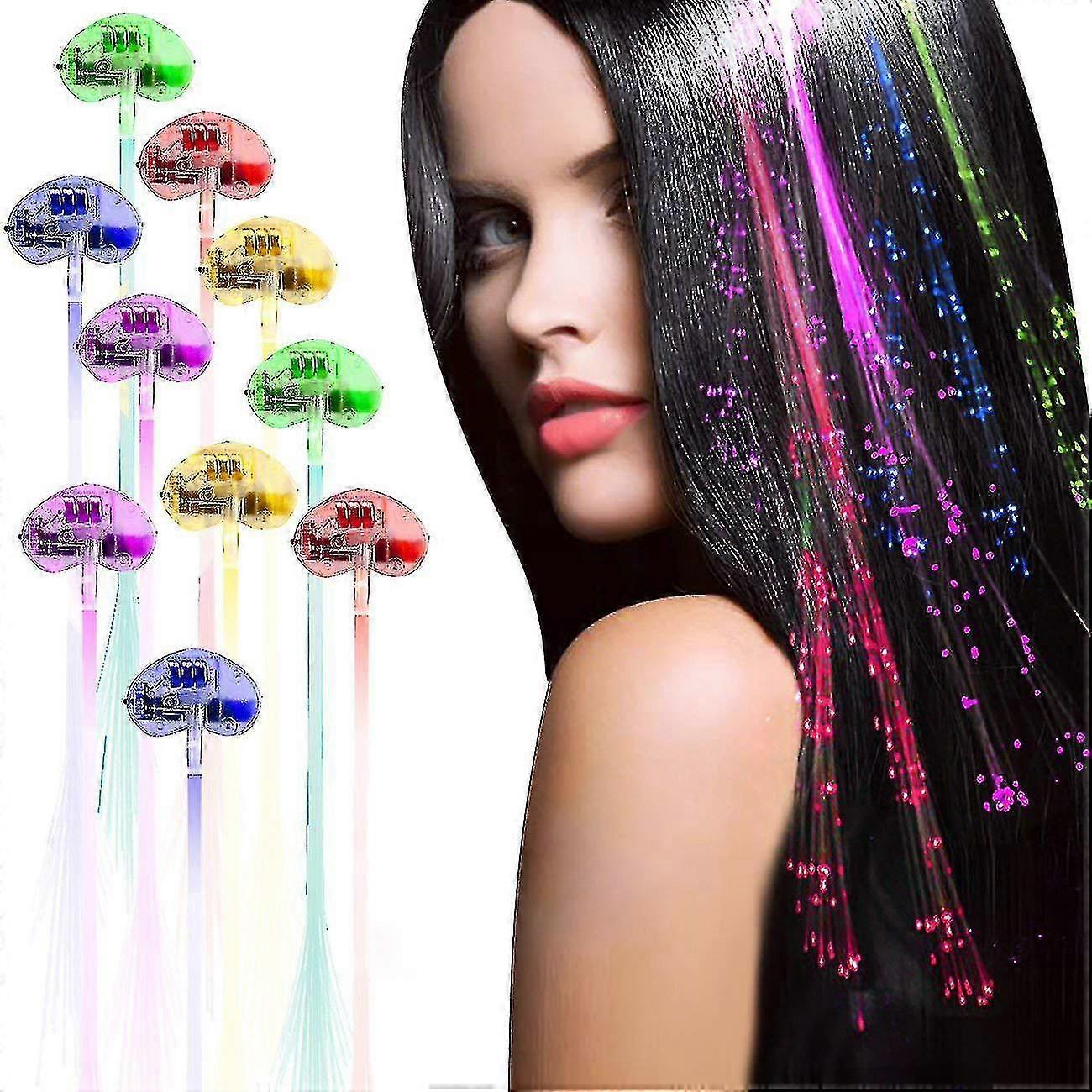 Paquet de 10 clignotants led lumineux jouets optiques led cheveux lumières, clignotant led allumer des jouets, barrettes pour