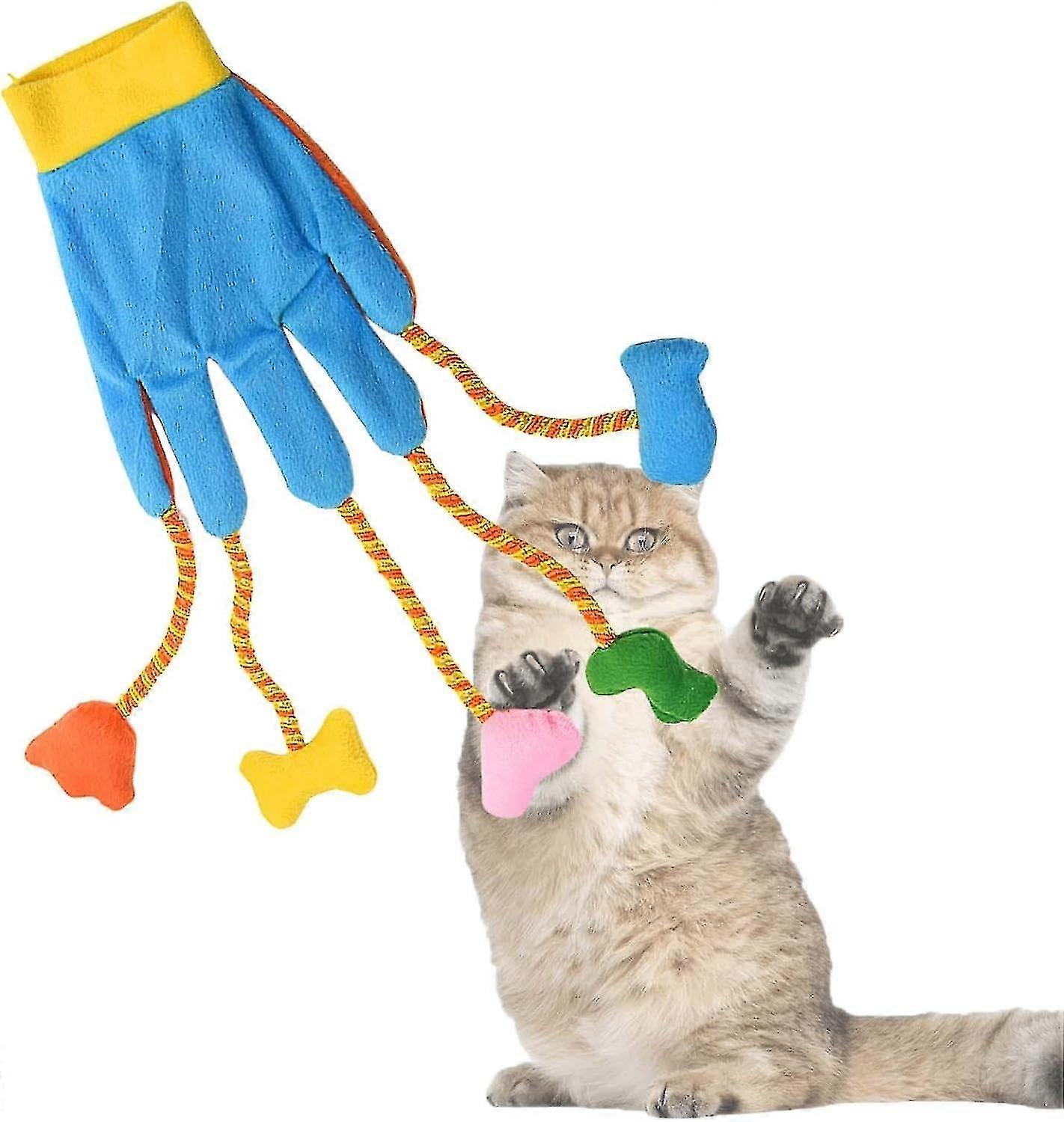 قفازات دعابة للقطط ، لعبة تفاعلية للقطط ، مستلزمات تحسين الأليفة مع الجرس ، لعبة قفاز القطط ألعاب أفخم للكلاب الصغيرة ، الجرو ، القطط الداخلية - XSS