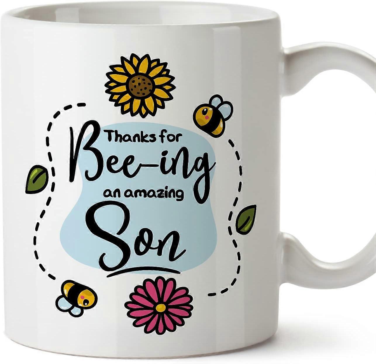 息子マグカップBeeing素晴らしい面白いギフトセラミック11オンスマグカップに感謝