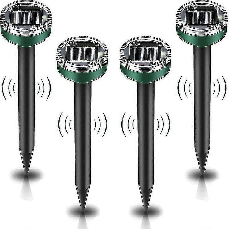 Solar Mole Repeller, 4 Pieces Ultrasonic Pest Repeller - Mole Control With Ip65 Waterproof, Mole Repellent Garden Mole Repeller Tw