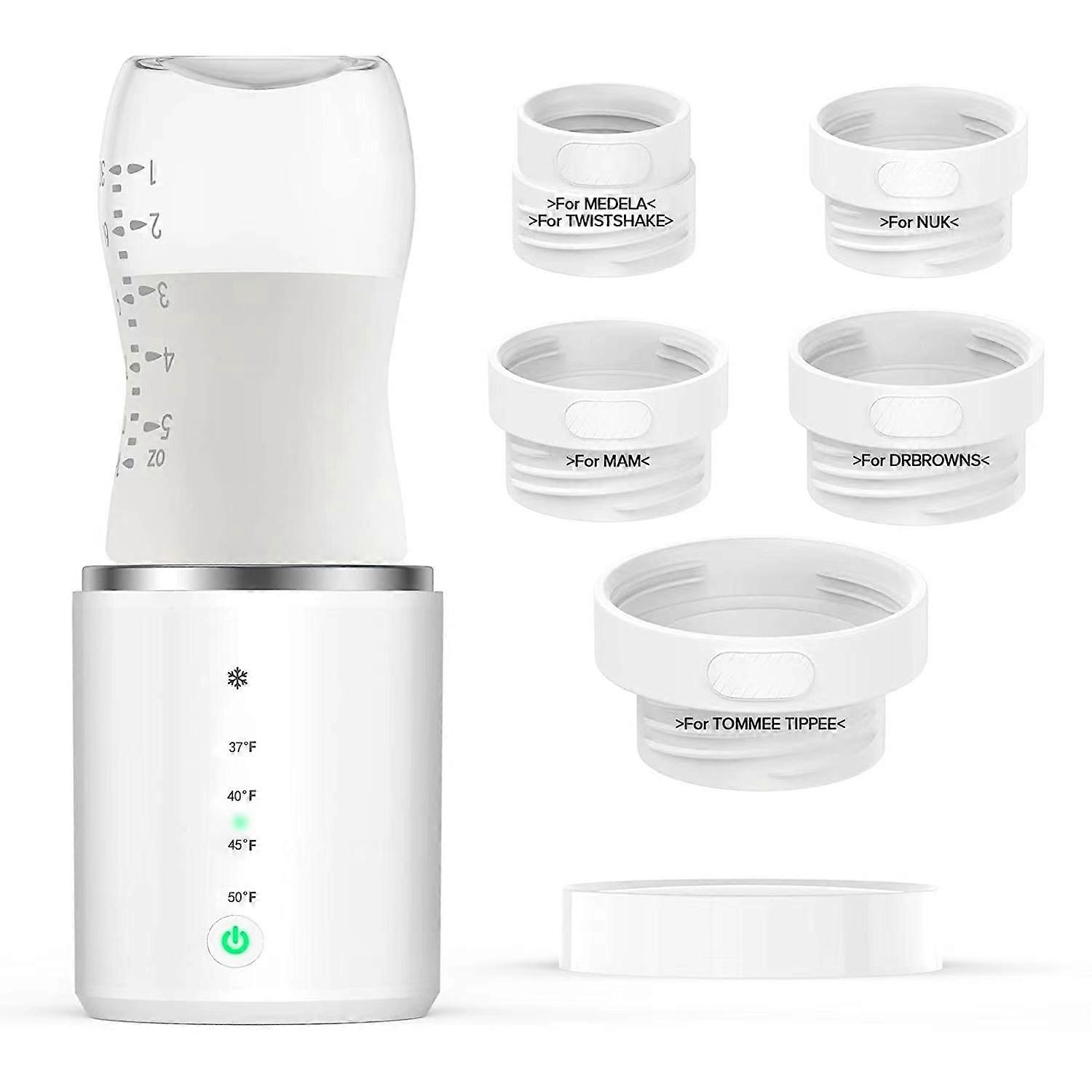 Portable Fast Heating Bottle Warmer with 5 Adapters Cordless Travel Baby Bottle Warmer for Breastmilk or Formula
