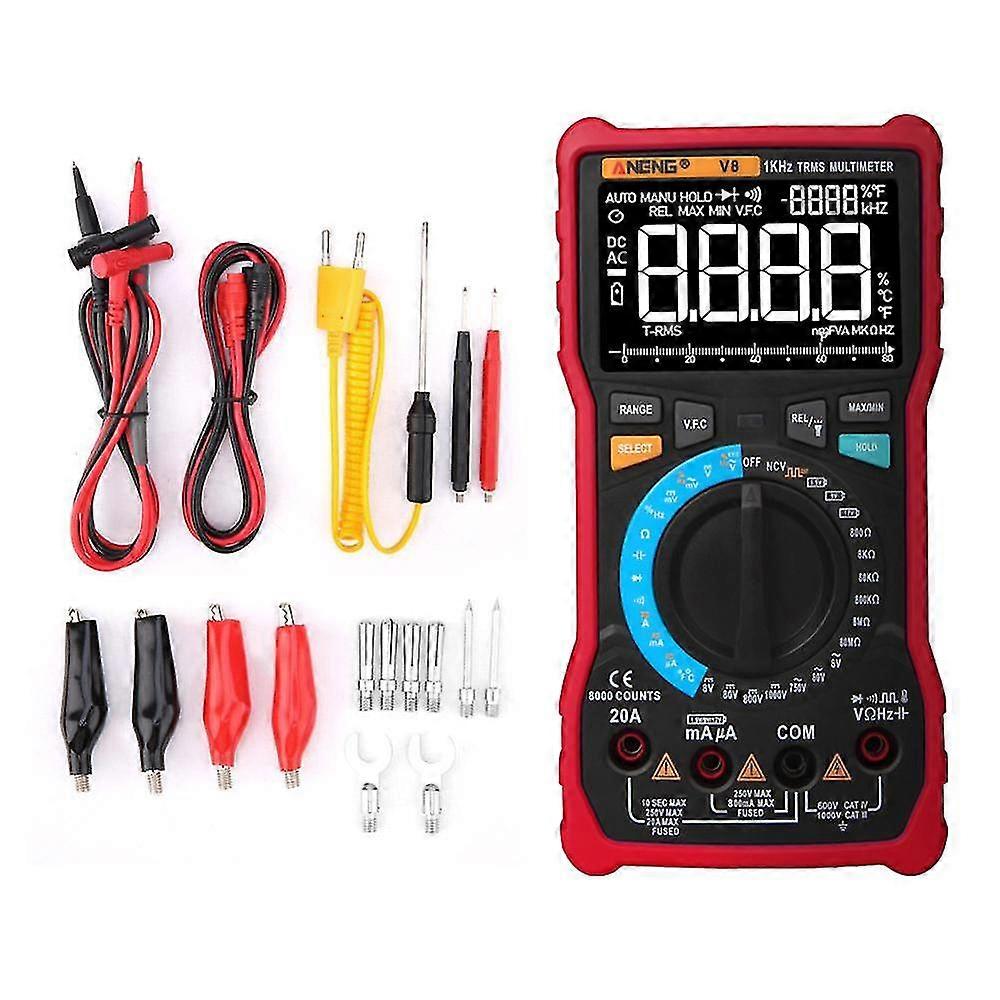 Aneng V8 Digital Multimeter Profesional True Rms 8000 Counts Transistor Tester Analog Transistor Display Electrical Dc/ac Meter