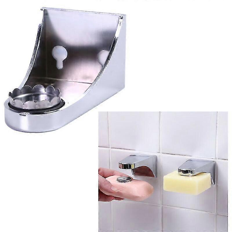 Set Of 1 Magnetic Soap Dish With Suction Cup Simple Design & Powerful Fixing Stainless Steel Wall Mount Without Drilling Bathroom Kitchen Wc Made In F