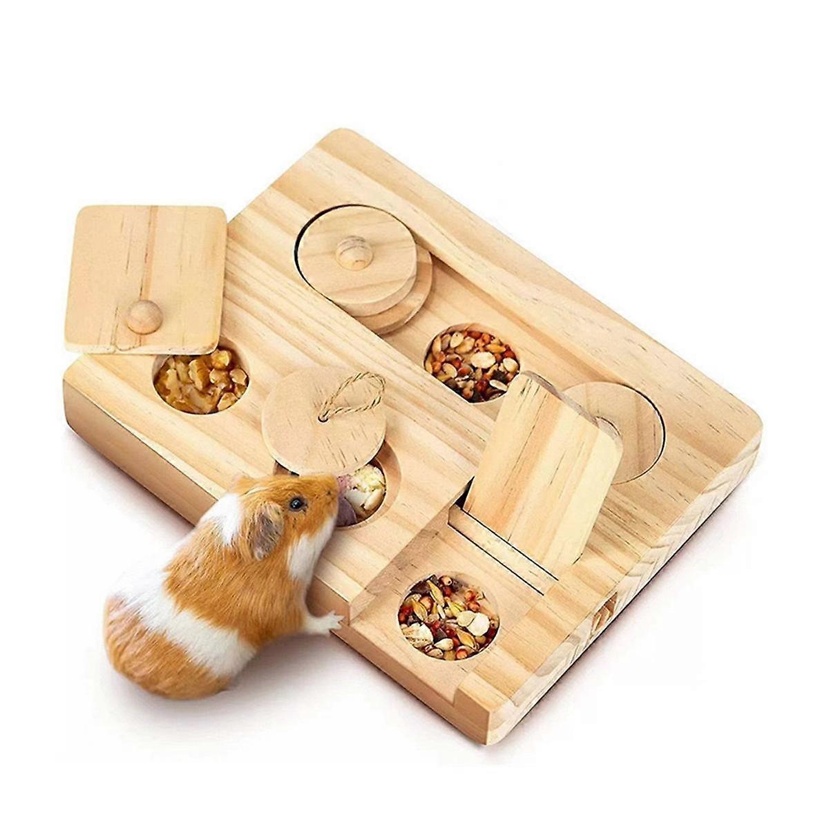 Image showcasing Guinea Pig Foraging Toys 6 in 1 Wooden Toys for Guinea Pig Educational ...