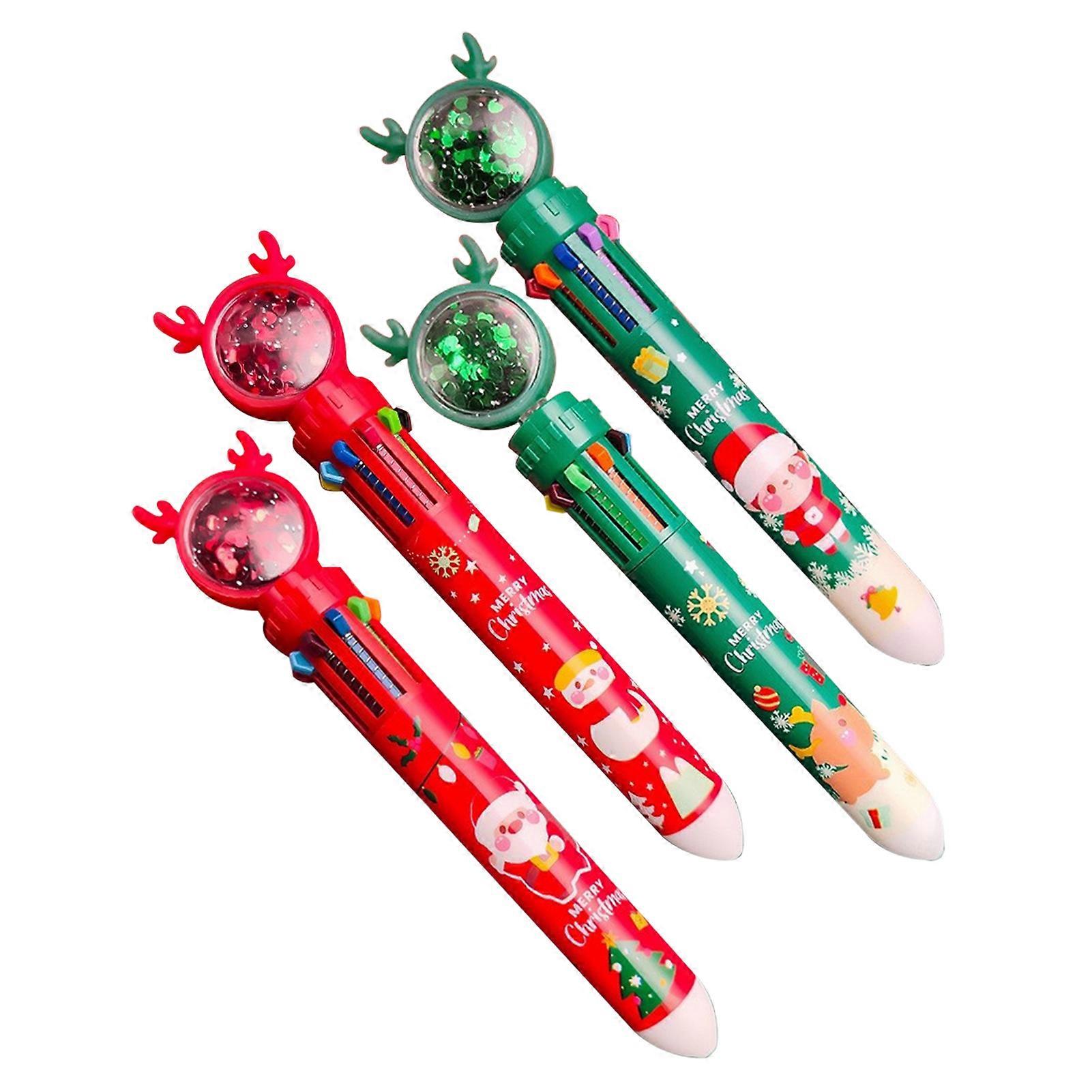10 in 1 Christmas Cartoon Colorful Ballpoint Pen Simple Design Stationery Pen for School Office