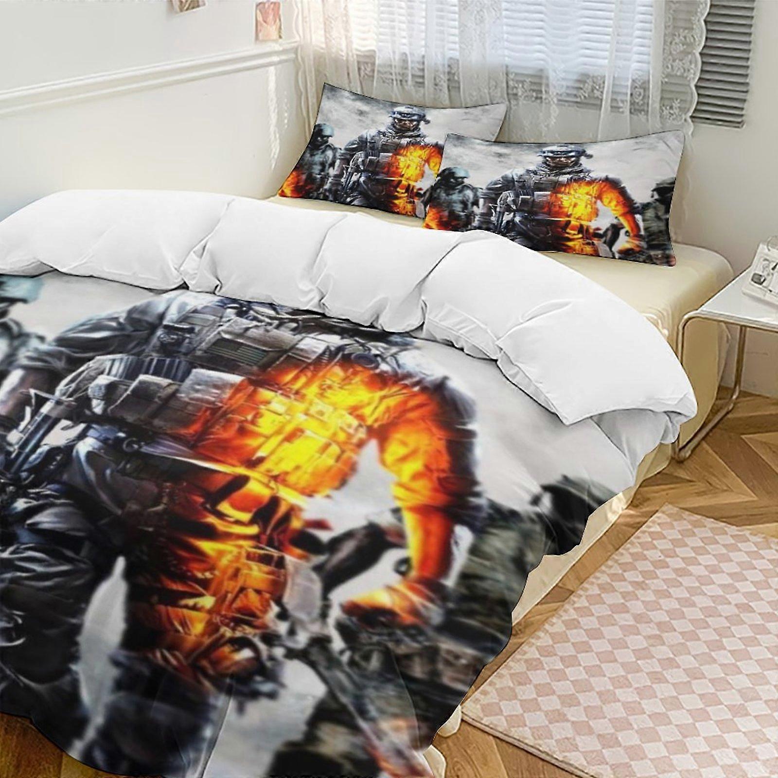c1214 Call of duty 2 letto copripiumino set di biancheria da letto in microfibra leggero 3 pezzi set di piumini, 1 copripiumino e 2 cuscini per bambini ee1214