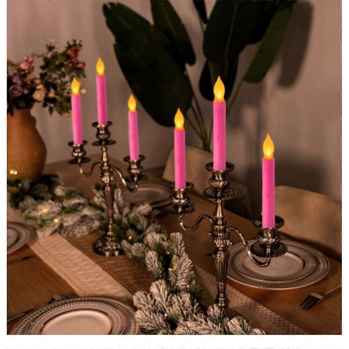 Simulation Flameless LED Candle Light Long Pole Tear Candle Birthday Colorful Shell Yellow Flash De