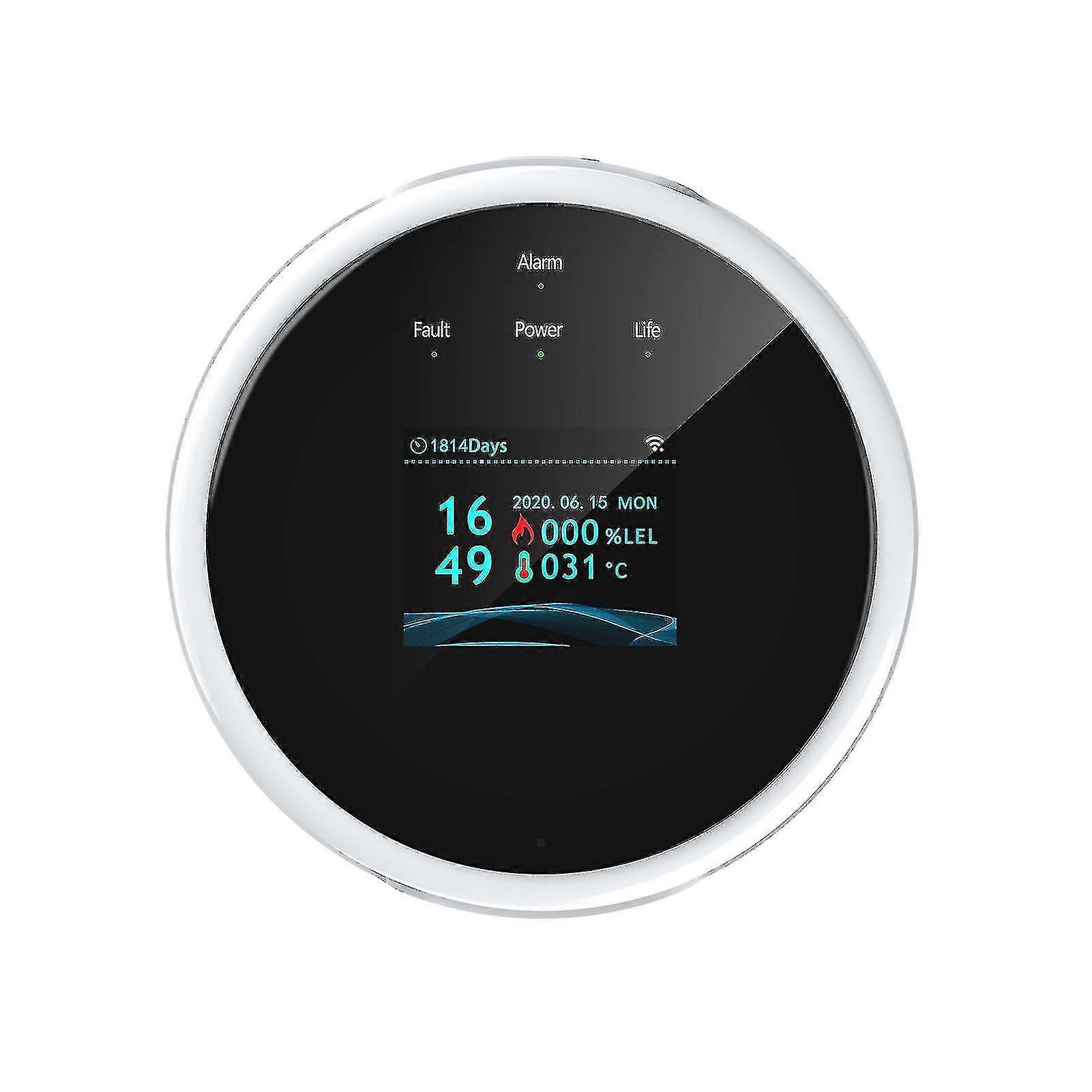 Detector de vazamento de gás wifi e alarme de incêndio LCD Display Parede Montada App Control Smart Wi-fi Natural Gas / LPG Tester Methane Alarm Buzzler com som & Ligh